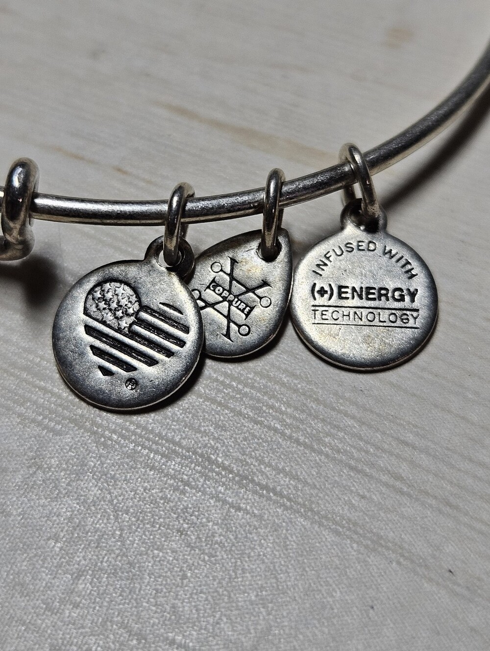 Alex and Ani Blue Lotus Charm Bangle Bracelet • Rafaelian Silver Finish - Picture 3 of 5